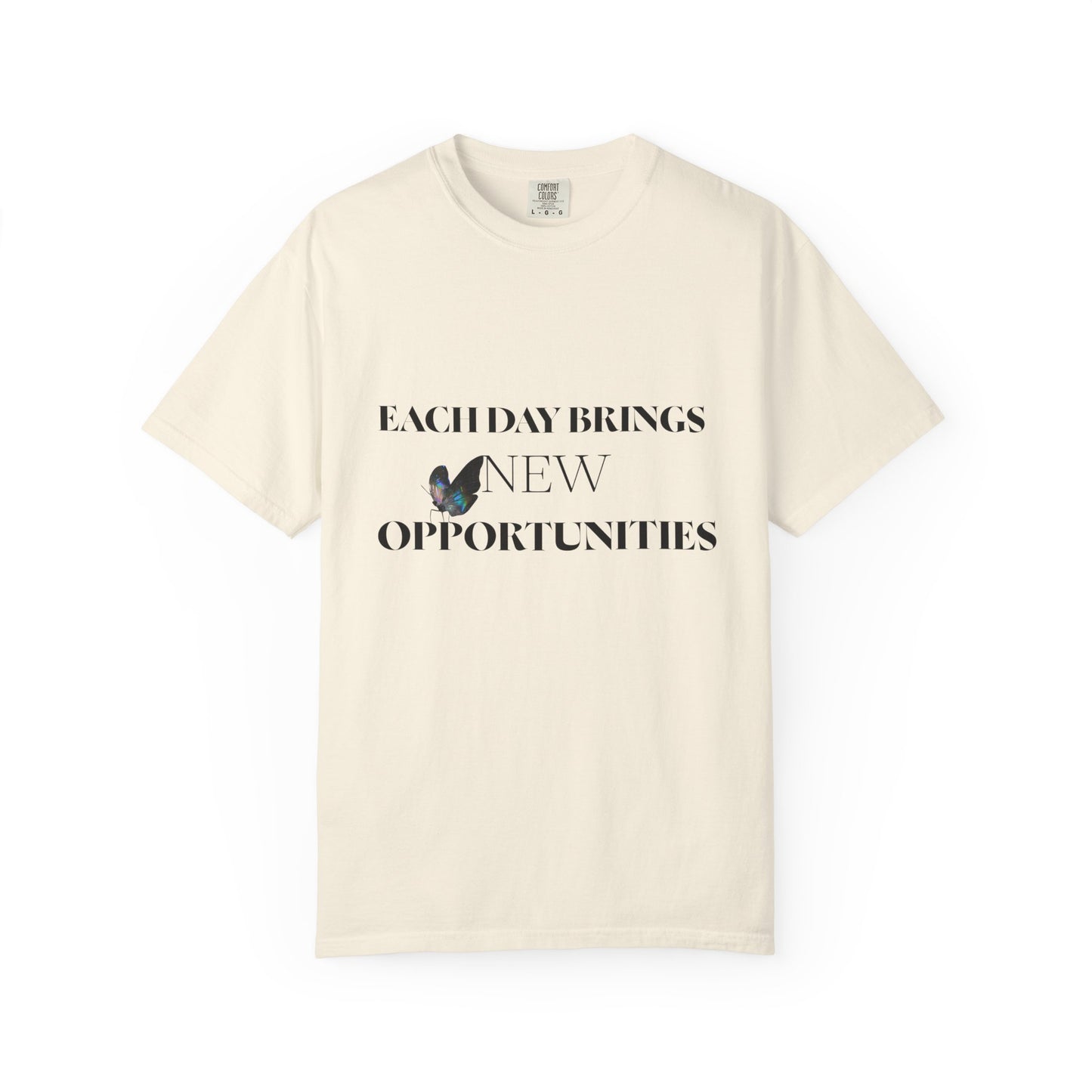 Butterfly Graphic T-Shirt — “Each Day Brings New Opportunities” Inspirational Tee