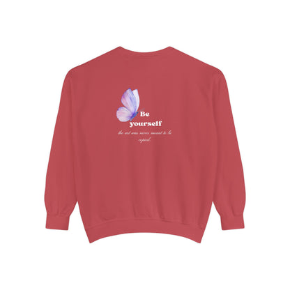 Butterfly "Be Yourself" Sweatshirt — Inspirational Garment-Dyed Crewneck