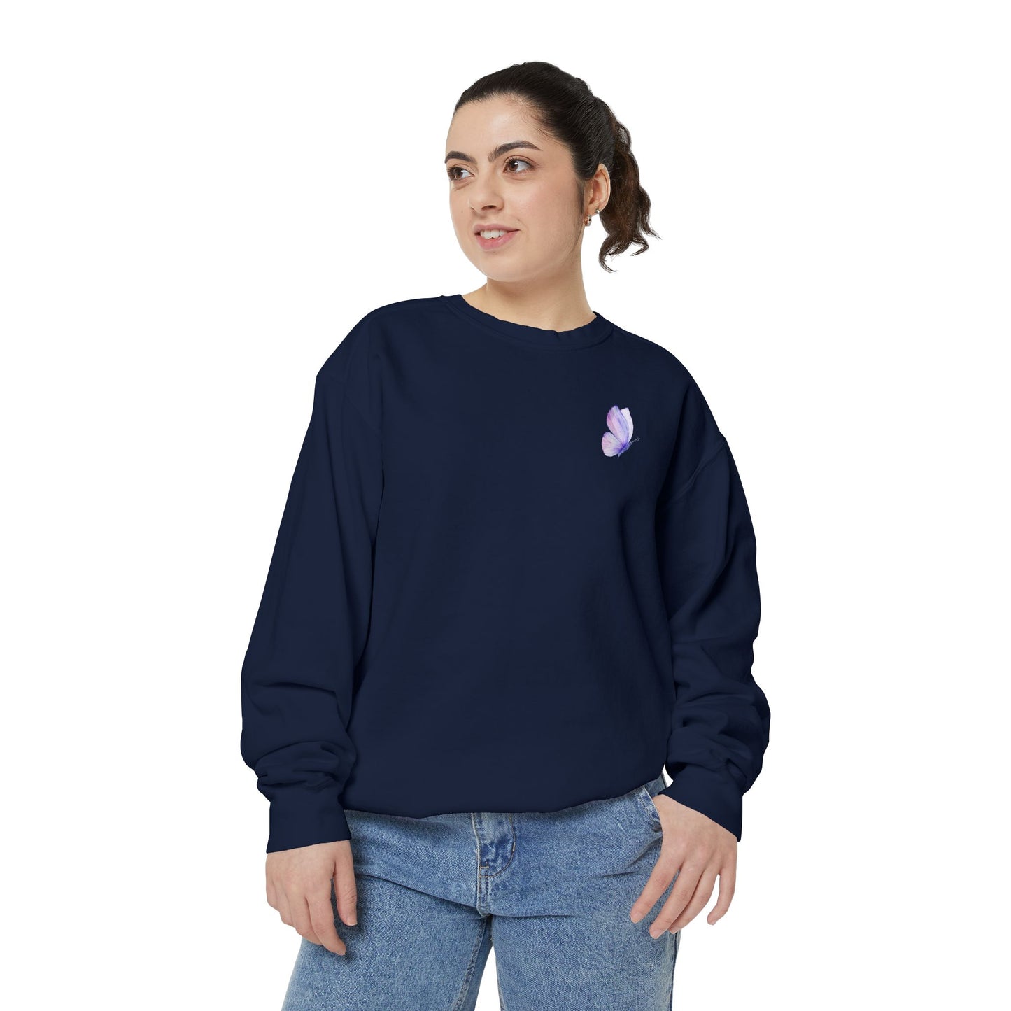 Butterfly "Be Yourself" Sweatshirt — Inspirational Garment-Dyed Crewneck