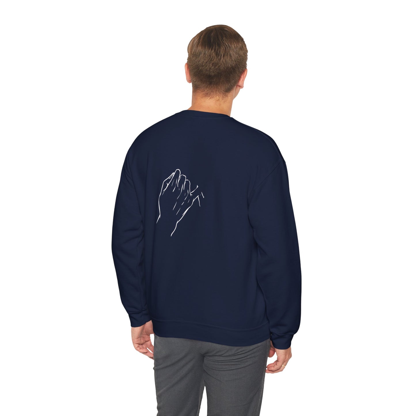Crewneck Sweatshirt — Minimal 'Forever Without You' Infinity Design (Praying Hands Back)