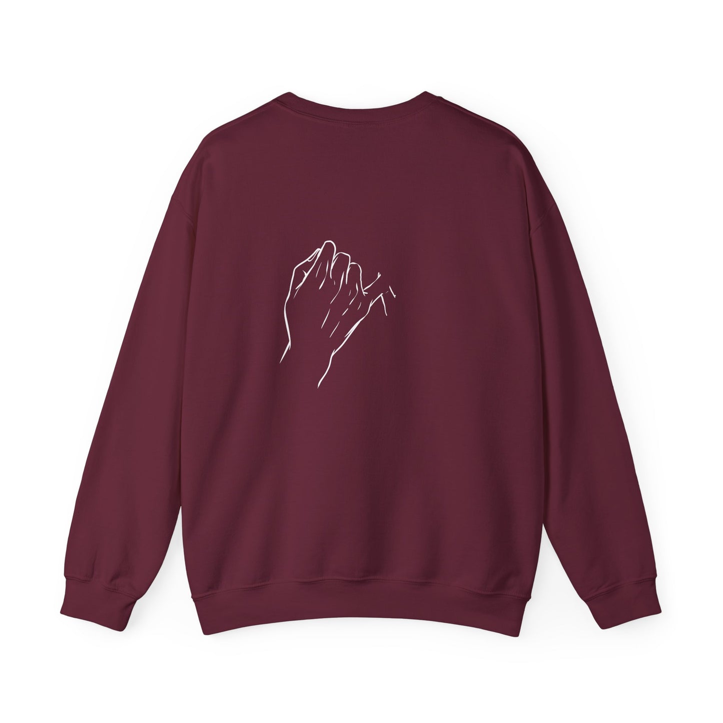 Crewneck Sweatshirt — Minimal 'Forever Without You' Infinity Design (Praying Hands Back)