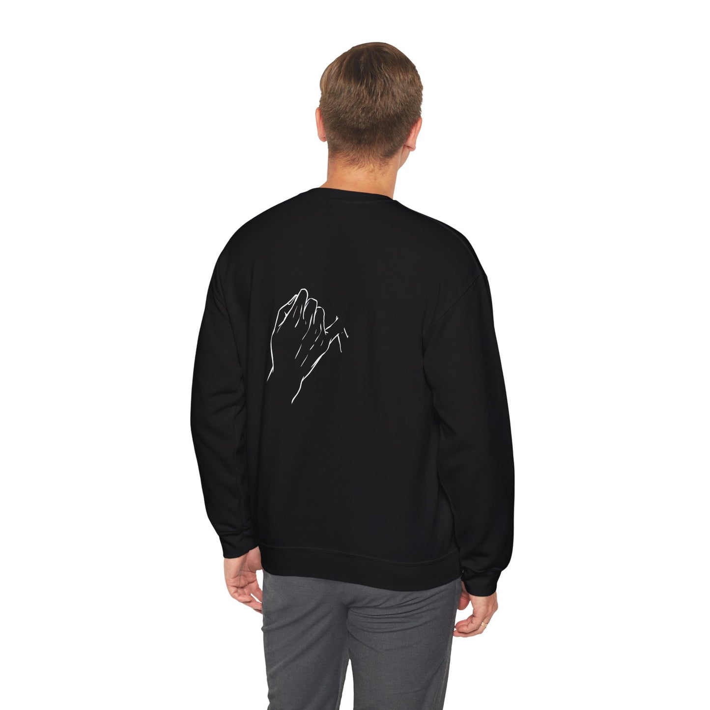 Crewneck Sweatshirt — Minimal 'Forever Without You' Infinity Design (Praying Hands Back)