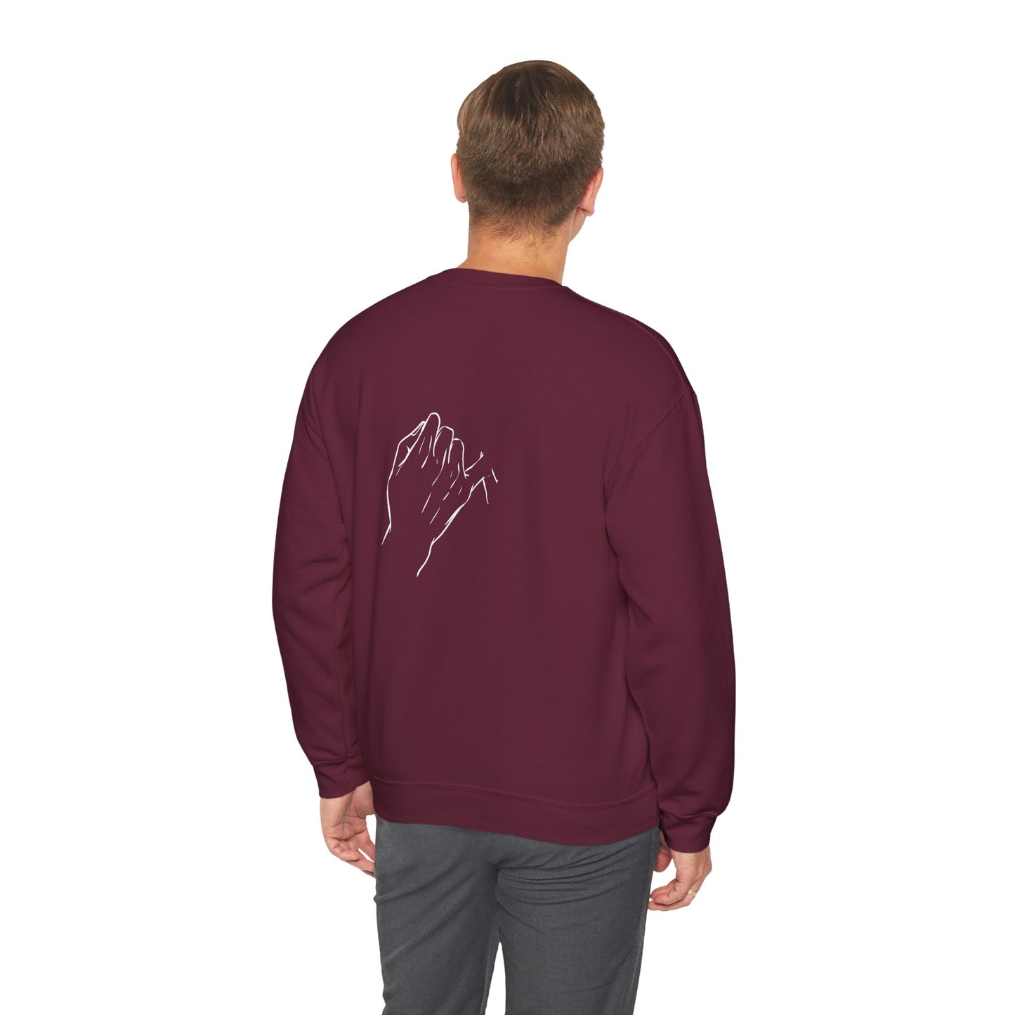 Crewneck Sweatshirt — Minimal 'Forever Without You' Infinity Design (Praying Hands Back)