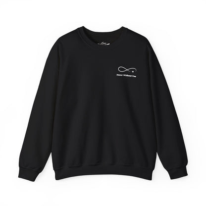 Minimal 'Never Without You' Infinity Crewneck Sweatshirt — Handholding Line Art