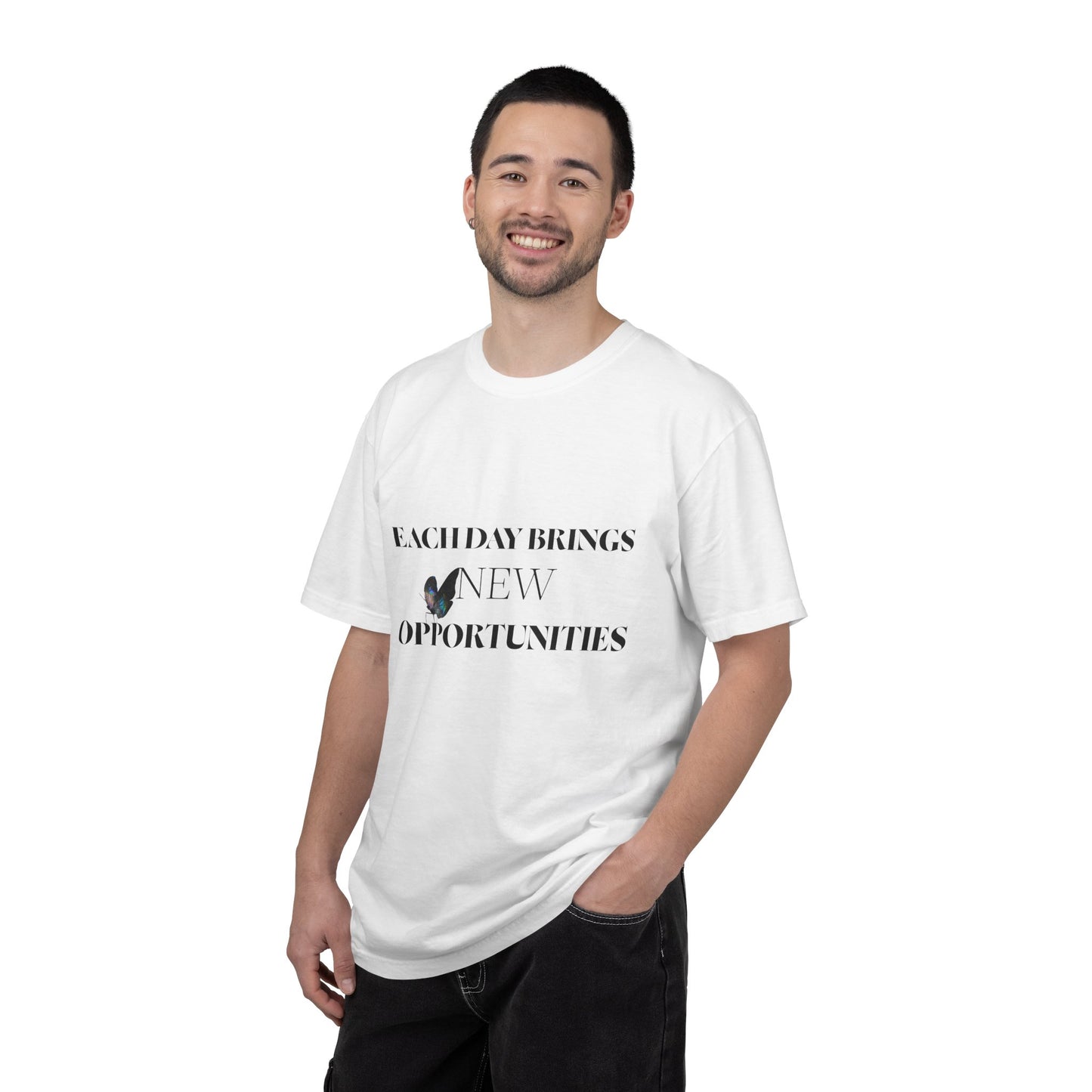 Butterfly Graphic T-Shirt — “Each Day Brings New Opportunities” Inspirational Tee