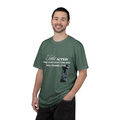Take Action T-Shirt — Motivational Hourglass Design ("Take Action, Today That Ur Future Self Will Thank U For")